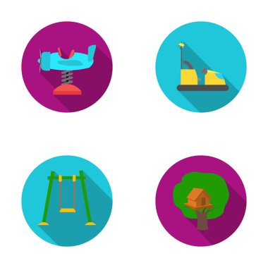 Bir bahar, değişim ve diğer cihazlar uçakta. Bahçesi toplama simgeler düz stil vektör simge stok çizim web içinde ayarla..