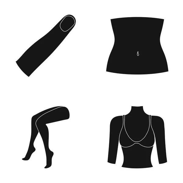 Dedo, pies de mujer, mujer, busto. Parte de los iconos de la colección body set en negro estilo vector símbolo stock ilustración web . — Archivo Imágenes Vectoriales