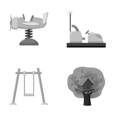 Bir bahar, değişim ve diğer cihazlar uçakta. Bahçesi toplama simgeler tek renkli stil vektör simge stok çizim web içinde ayarla..