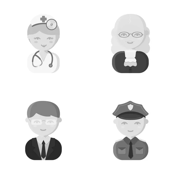 Γιατρός, κριτής, επιχειρήσεις, αστυνομία. Επάγγελμα συλλογή εικόνες που σε μονόχρωμη στυλ διάνυσμα σύμβολο μετοχής εικονογράφηση web. — Διανυσματικό Αρχείο