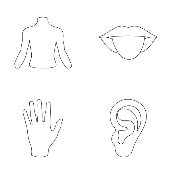Detrás de la persona, boca, mano, oreja. Parte de los iconos de la colección body set en el estilo monocromo vector símbolo stock ilustración web . — Vector de stock