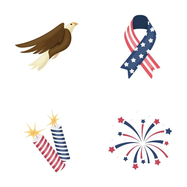 American eagle, lint, salute. De patriot s dag ingesteld collectie iconen in cartoon stijl vector symbool stock illustratie web. — Stockvector
