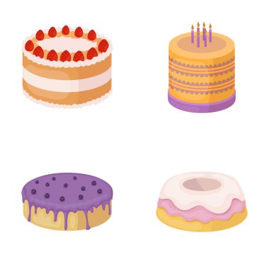 Tatlım, tatlı, krema, şeker pekmezi. Kek ülke toplama simgeler karikatür tarzı vektör simge stok çizim web içinde ayarla..