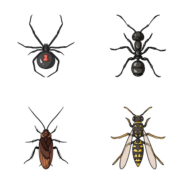 蜘蛛、 蚂蚁、 黄蜂、 蜜蜂。昆虫在卡通风格矢量符号股票图 web 设置集合图标. — 图库矢量图片