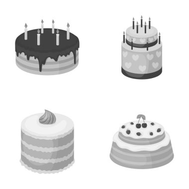 Tatlım, tatlı, krema, şeker pekmezi. Kek ülke toplama simgeler tek renkli stil vektör simge stok çizim web içinde ayarla..