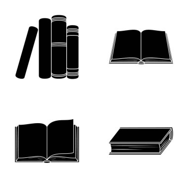 Çeşitli kitaplar. Kitap toplama simgeler siyah stil vektör simge stok çizim web içinde ayarla..
