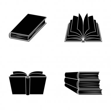 Çeşitli kitaplar. Kitap toplama simgeler siyah stil vektör simge stok çizim web içinde ayarla..