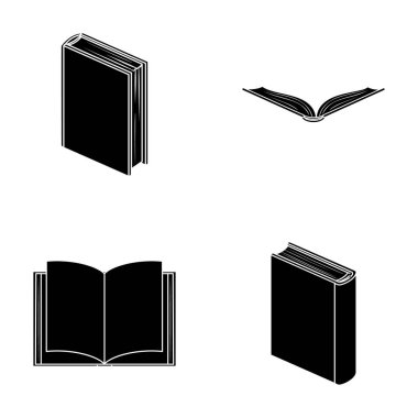 Çeşitli kitaplar. Kitap toplama simgeler siyah stil vektör simge stok çizim web içinde ayarla..