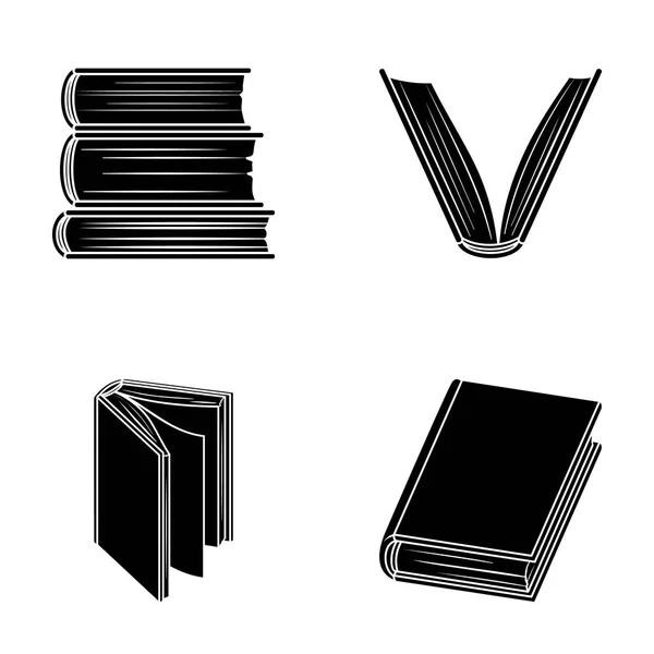 Verschiedene Arten von Büchern. Bücher Set Sammlung Symbole im schwarzen Stil Vektor Symbol Stock Illustration Web. — Stockvektor