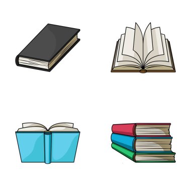 Çeşitli kitaplar. Kitap toplama simgeler karikatür tarzı vektör simge stok çizim web içinde ayarla..