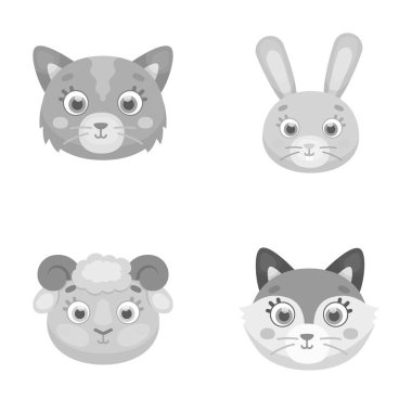 Kedi, tavşan, tilki, koyun. Hayvan s namlu toplama simgeler tek renkli stil vektör simge stok çizim web içinde ayarla..
