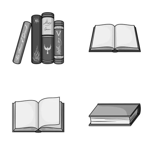 Varios tipos de libros. Libros conjunto de iconos de colección en el estilo monocromo vector símbolo stock ilustración web . — Vector de stock