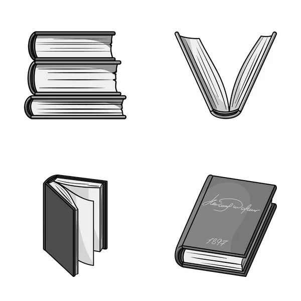 Verschillende soorten boeken. Boeken collectie iconen in zwart-wit stijl vector symbool stock illustratie web instellen. — Stockvector