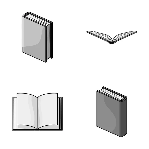 Различные виды книг. Книги набор значков коллекции в монохромном стиле векторные символы фондовые иллюстрации веб . — стоковый вектор