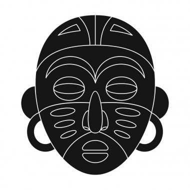 Afrika kabile maskesi. Afrika safari tek simge siyah stil vektör simge stok çizim web içinde.