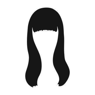 Karanlık uzun. Saç modeli tek simge siyah stil vektör simge stok çizim web içinde geri.