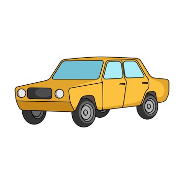 Eski araba. Karikatür tarzı vektör simge stok çizim web araba tek simge.