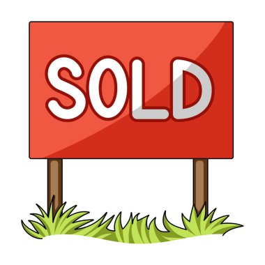 Tabela-sold.Realtor tek kutsal kişilerin resmi içinde karikatür tarzı vektör simge stok çizim web.