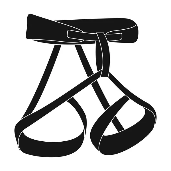 Klättring strapping, försäkring. Bergsbestigning enda ikon i svart stil vektor symbol stock illustration web. — Stock vektor