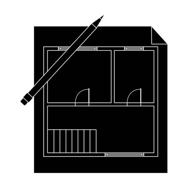 Plan de la maison.Immobilier icône unique en noir style vectoriel symbole illustration web . — Image vectorielle