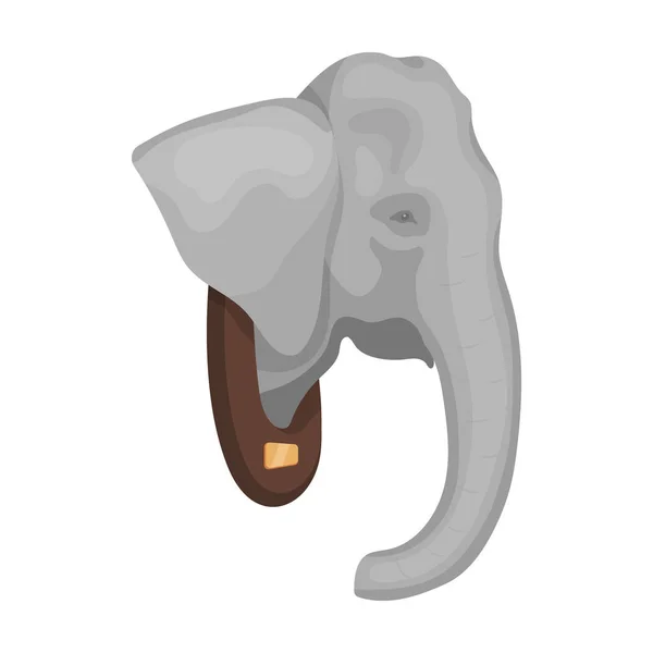 Tête d'éléphant farcie Safari africain icône unique dans le style dessin animé symbole vectoriel illustration web . — Image vectorielle