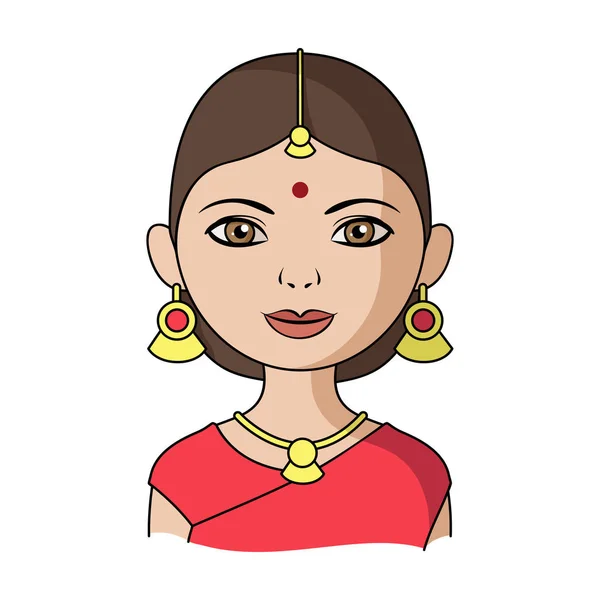 Hindu woman.Human raça único ícone em desenho animado estilo vetor símbolo estoque ilustração web . — Vetor de Stock