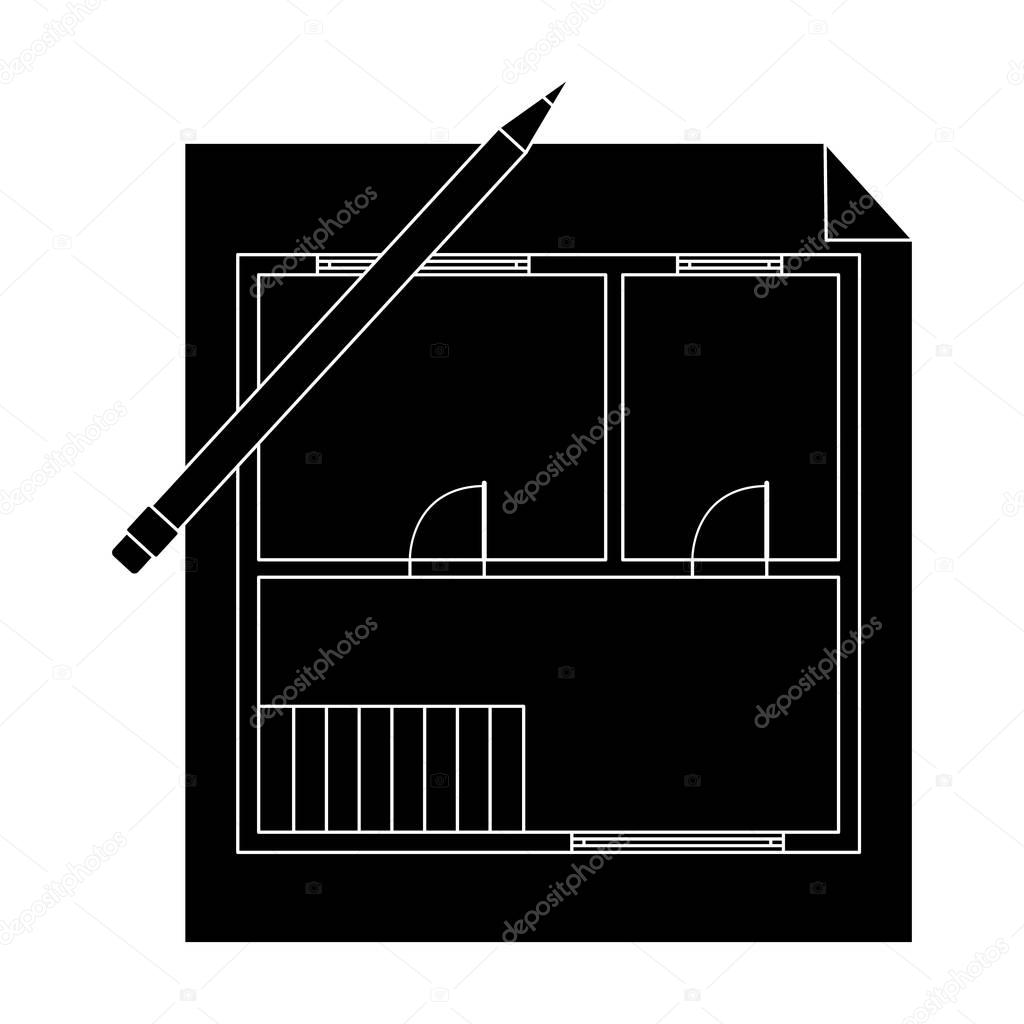 House plan.Realtor single icon in black style vector symbol stock illustration web.