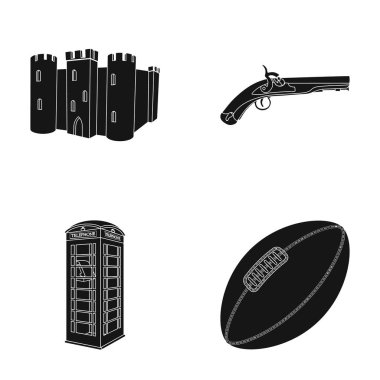 doğurmak, köpek, çaydanlık, brewer. İngiltere'de ülke toplama simgeler siyah stil vektör simge stok çizim web içinde ayarla..