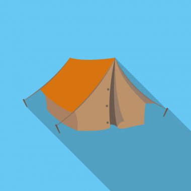 Turist çadır. Afrika safari tek kutsal kişilerin resmi içinde düz stil vektör simge stok çizim web.