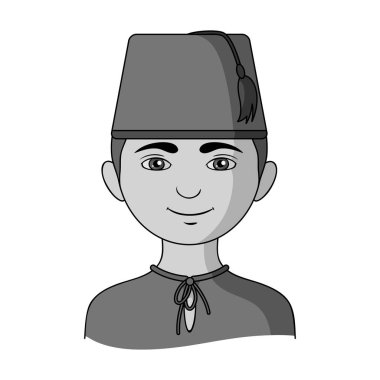 Türk'ü. İnsan ırkının tek kutsal kişilerin resmi içinde tek renkli stil vektör simge stok çizim web.