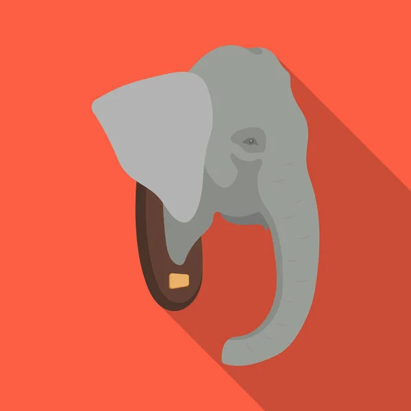 Nadívané sloní hlava. Africké safari jednu ikonu v ploché styl vektor symbol akcií ilustrace web. — Stockový vektor