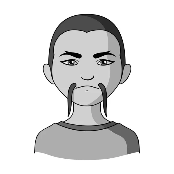 Chinese.Human raça único ícone no estilo monocromático símbolo vetorial estoque ilustração web . — Vetor de Stock