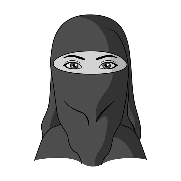 Seorang wanita dari Middle East.Human ras tunggal ikon dalam gaya monokrom vektor simbol saham gambar web . - Stok Vektor