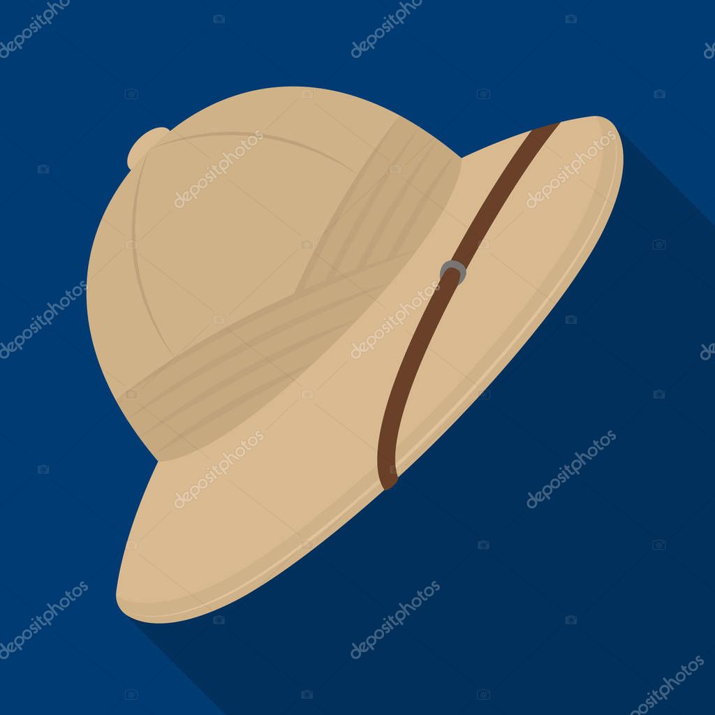 Cork hat from the sun.African safari single icon in flat style vector symbol stock illustration .