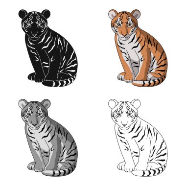 Genç kaplan. Hayvanlar karikatür tarzı vektör simge stok çizim web simgesinde tek.