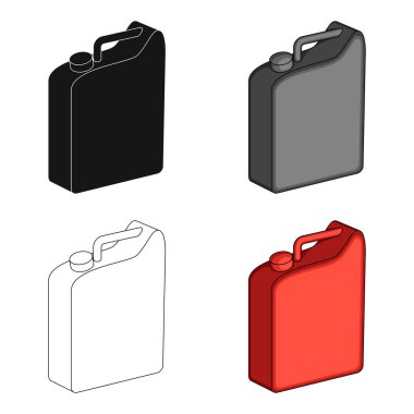 Benzin için teneke kutu. Petrol tek kutsal kişilerin resmi içinde karikatür tarzı vektör simge stok çizim web.