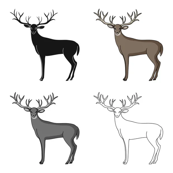 Deer with big horns.Animals single icon in cartoon style vector symbol stock illustration web. — Stock Vector