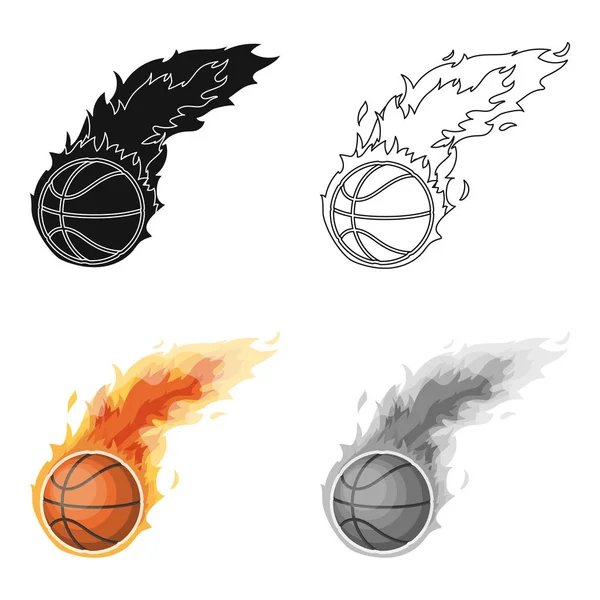 Fireball.Basketball único ícone em desenho animado estilo vetor símbolo ilustração web . — Vetor de Stock