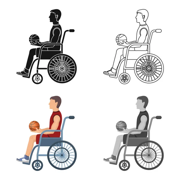 Pallacanestro giocatore disabilitato.Pallacanestro singola icona in stile cartone animato vettore simbolo stock illustrazione web . — Vettoriale Stock