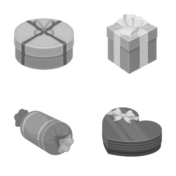 Caja de regalo con arco, bolsa de regalo.Regalos y certificados conjunto de iconos de colección en estilo monocromo vector símbolo stock ilustración web . — Vector de stock