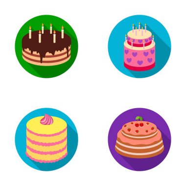 Tatlım, tatlı, krema, şeker pekmezi. Kek ülke toplama simgeler düz stil vektör simge stok çizim web içinde ayarla..