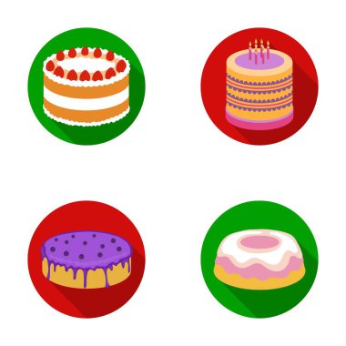 Tatlım, tatlı, krema, şeker pekmezi. Kek ülke toplama simgeler düz stil vektör simge stok çizim web içinde ayarla..