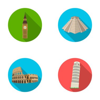 Yapı, Simgesel Yapı, köprü, taş. Ülke ülke toplama simgeler düz stil vektör simge stok çizim web içinde ayarla..