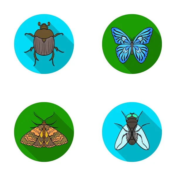 Wrecker, parasite, nature, butterfly .Insects set collection icons in flat style vector symbol stock illustration web. — Stock Vector