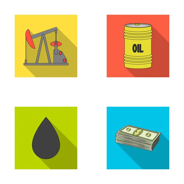 Pumpe, Barrel, Tropfen, Petrodollars. Öl Set Sammlung Symbole im flachen Stil Vektor Symbol Stock Illustration Web. — Stockvektor