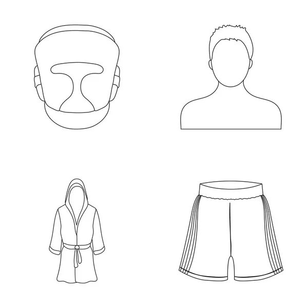 Boxeo, deporte, máscara, casco. Iconos de colección conjunto de boxeo en contorno estilo vector símbolo stock ilustración web . — Archivo Imágenes Vectoriales