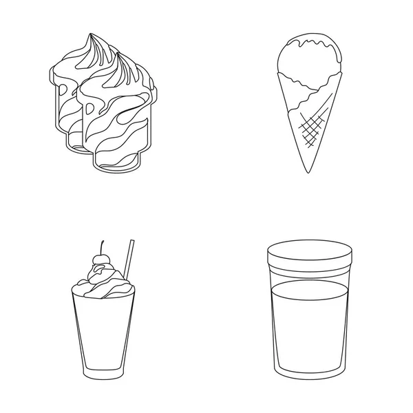Tej, kalcium-, termék, élelmiszer. A tejtermék és édes készlet gyűjtemény ikonok-ban vázlat stílusú vektor szimbólum stock illusztráció web. — Stock Vector
