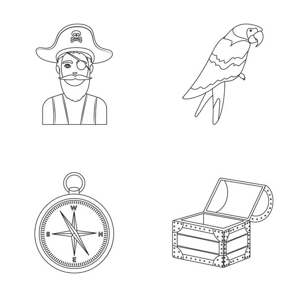 Pirata, bandido, sombrero, vendaje .Pirates conjunto de iconos de la colección en el contorno de estilo vector símbolo stock ilustración web . — Vector de stock