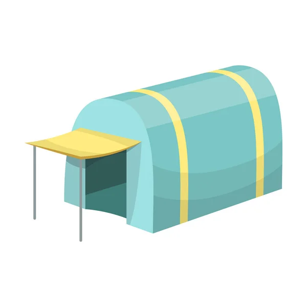 Tenda con tendalina.Tenda singola icona in stile cartone animato vettoriale simbolo stock illustrazione  . — Vettoriale Stock