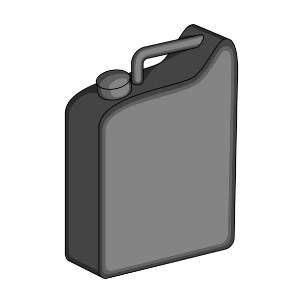 Behållare för bensin. Olja enda ikon i svartvit stil vektor symbol stock illustration . — Stock vektor